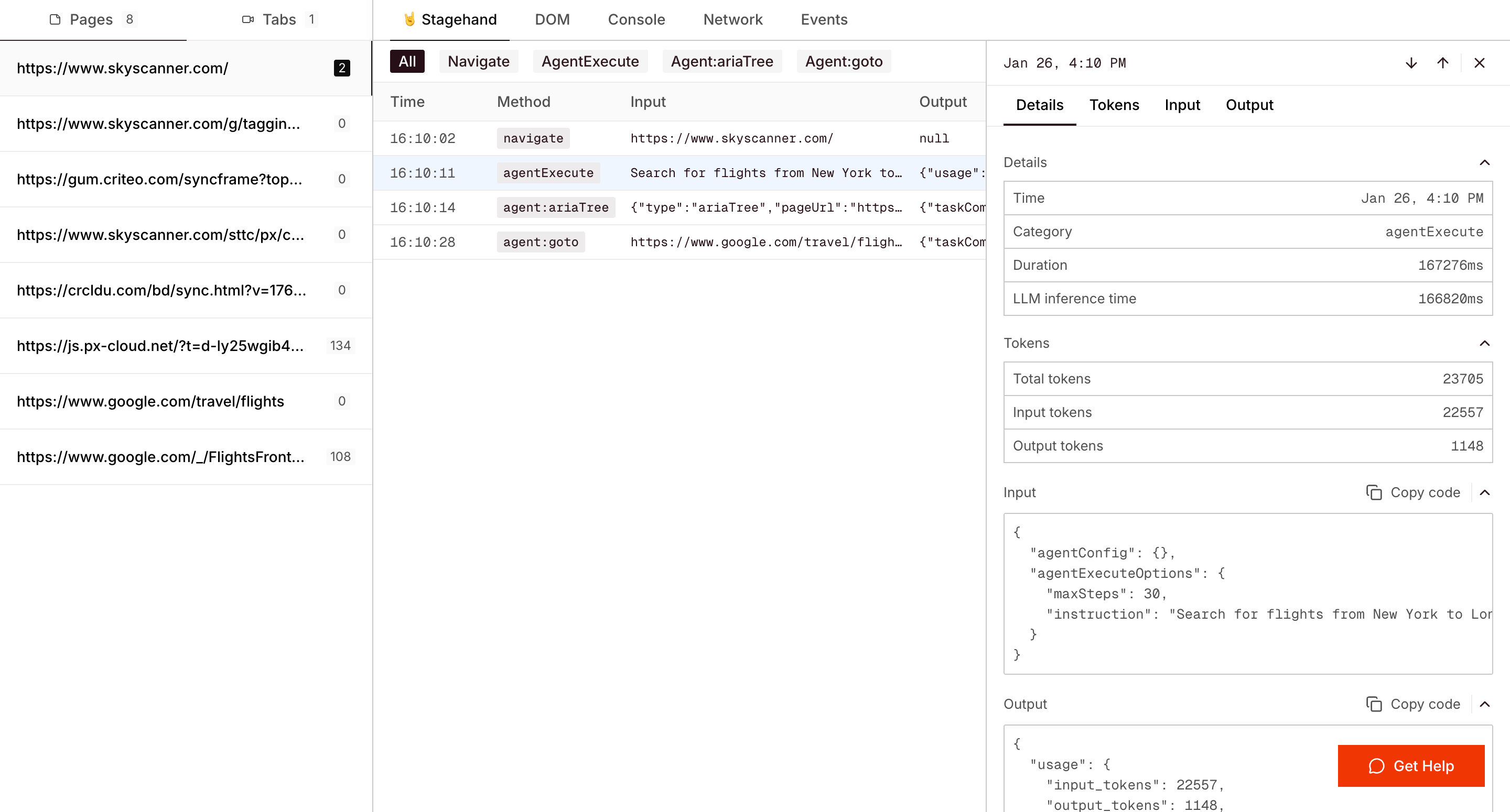 Browserbase Session Inspector Stagehand tab