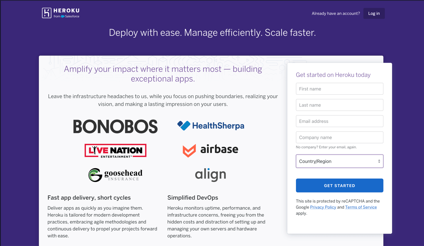Heroku signup form