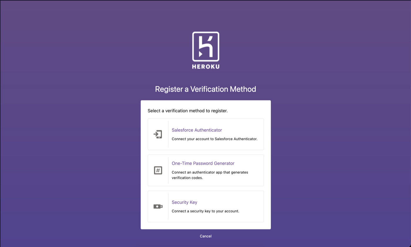 Heroku verification method selection