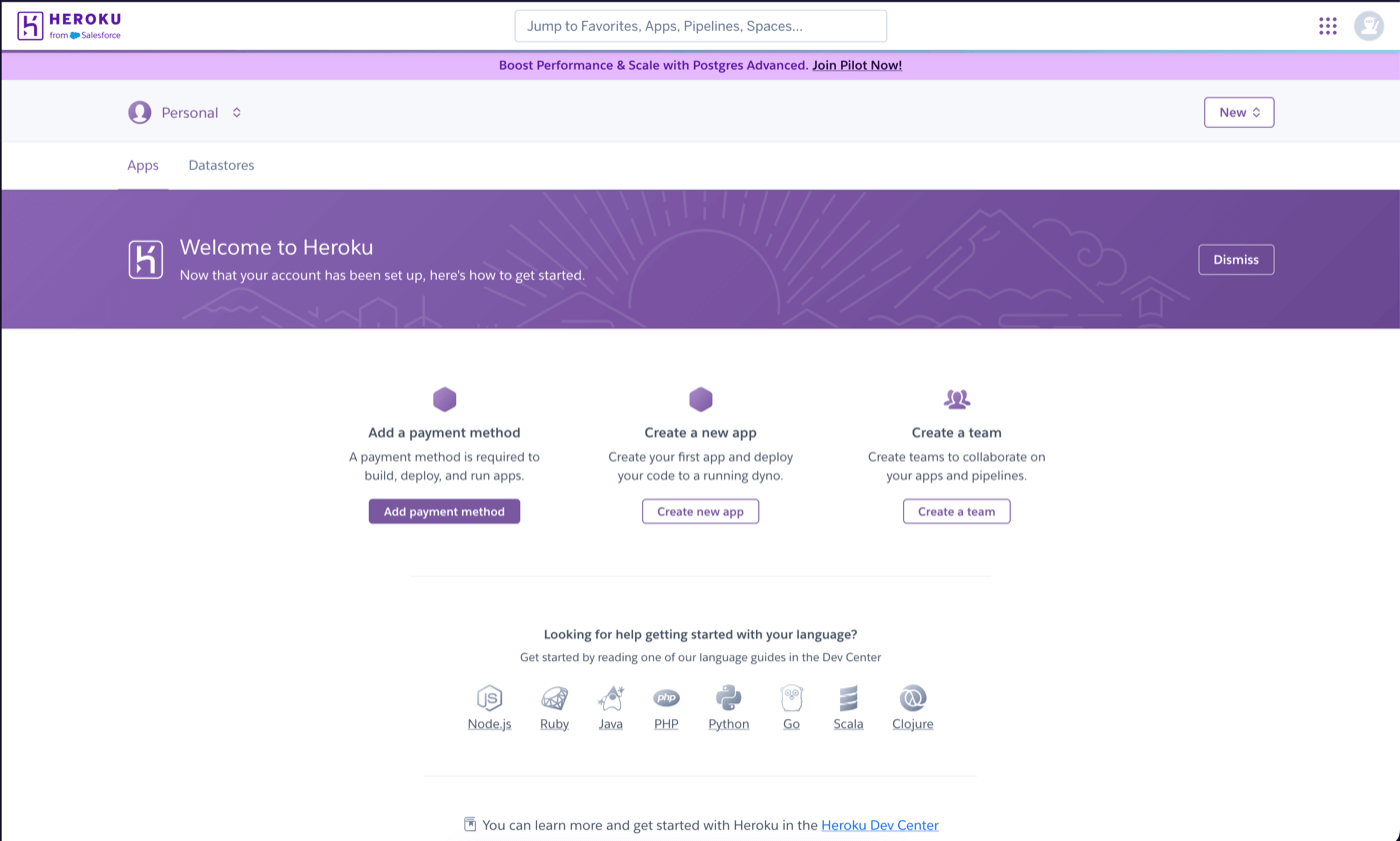 Heroku dashboard