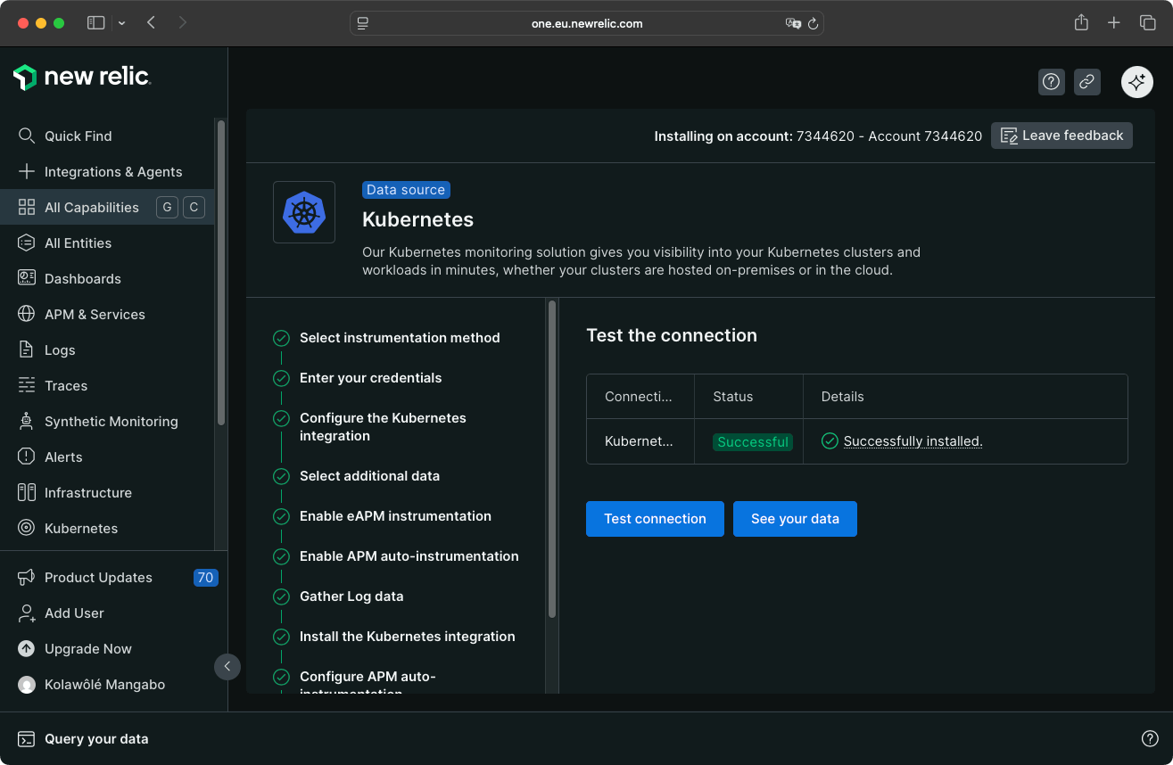 New Relic Connection Test