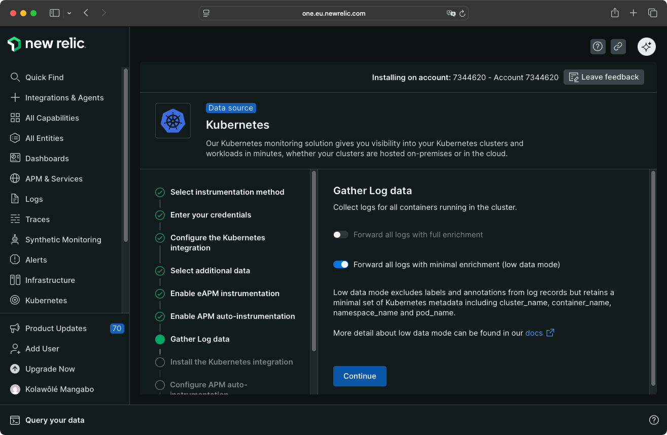 New Relic Log Forwarding Configuration