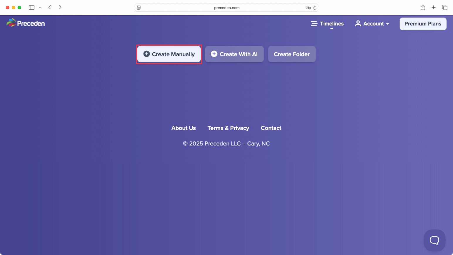 Preceden create timeline