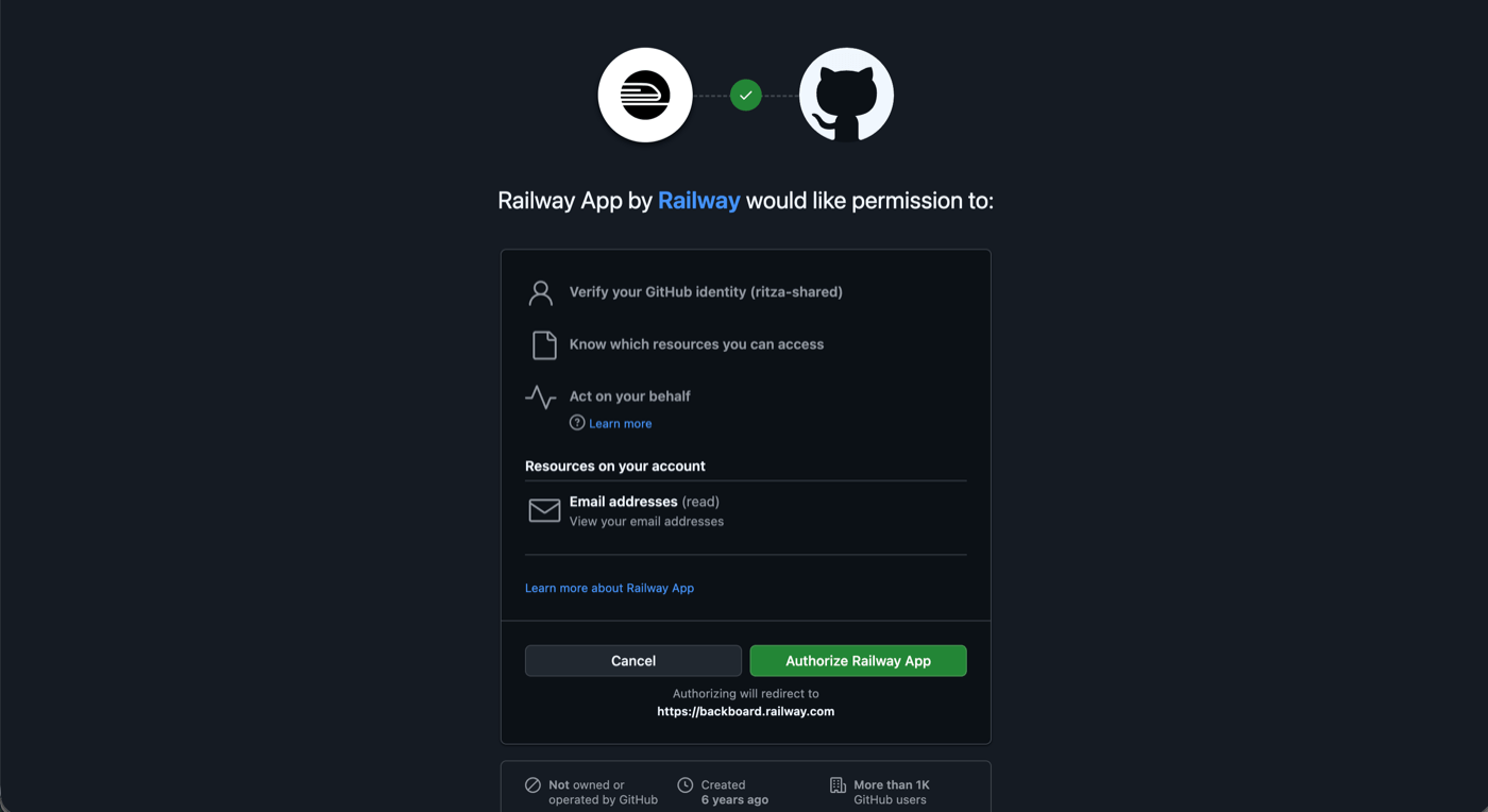 GitHub OAuth for Railway