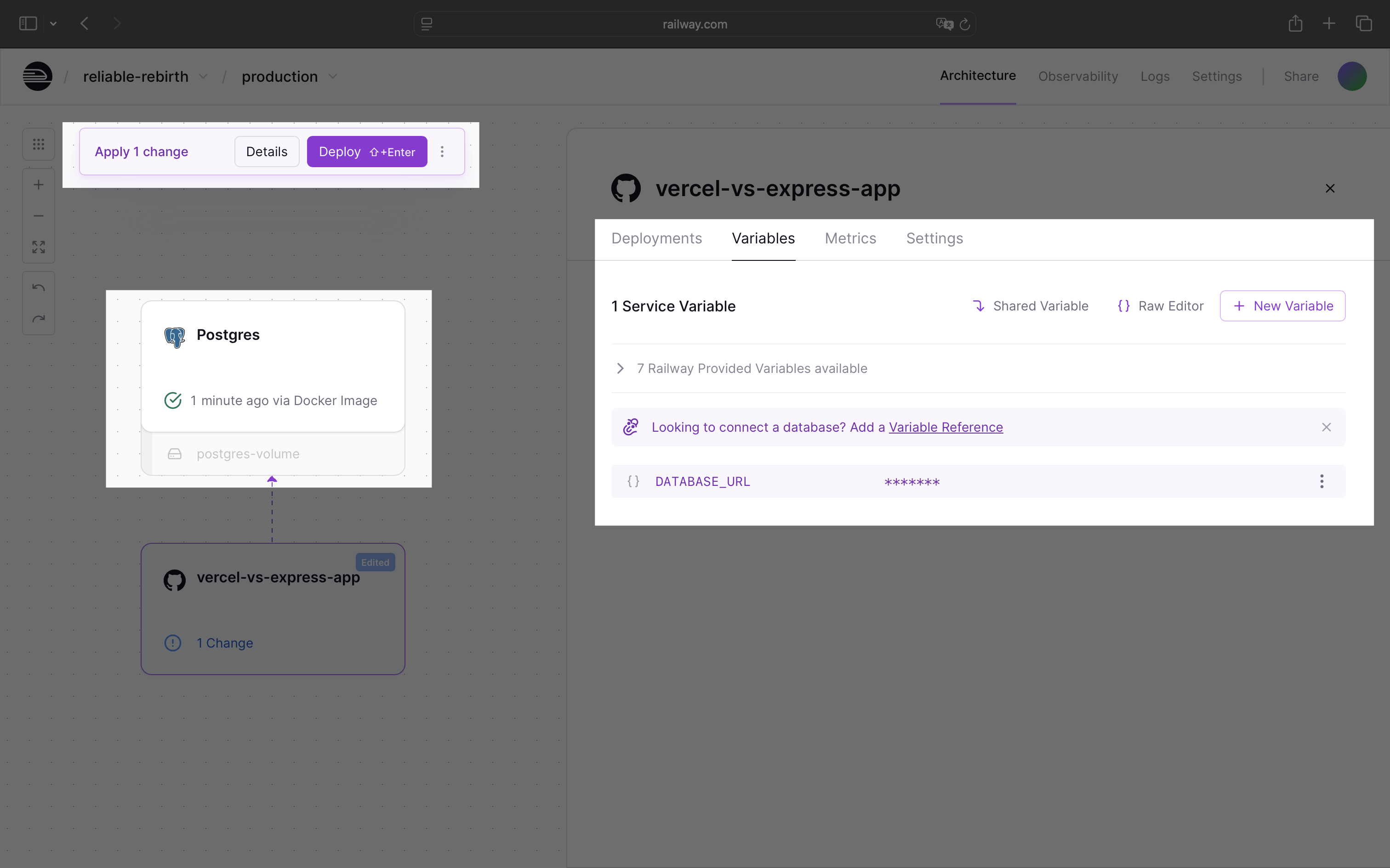 Railway database variables