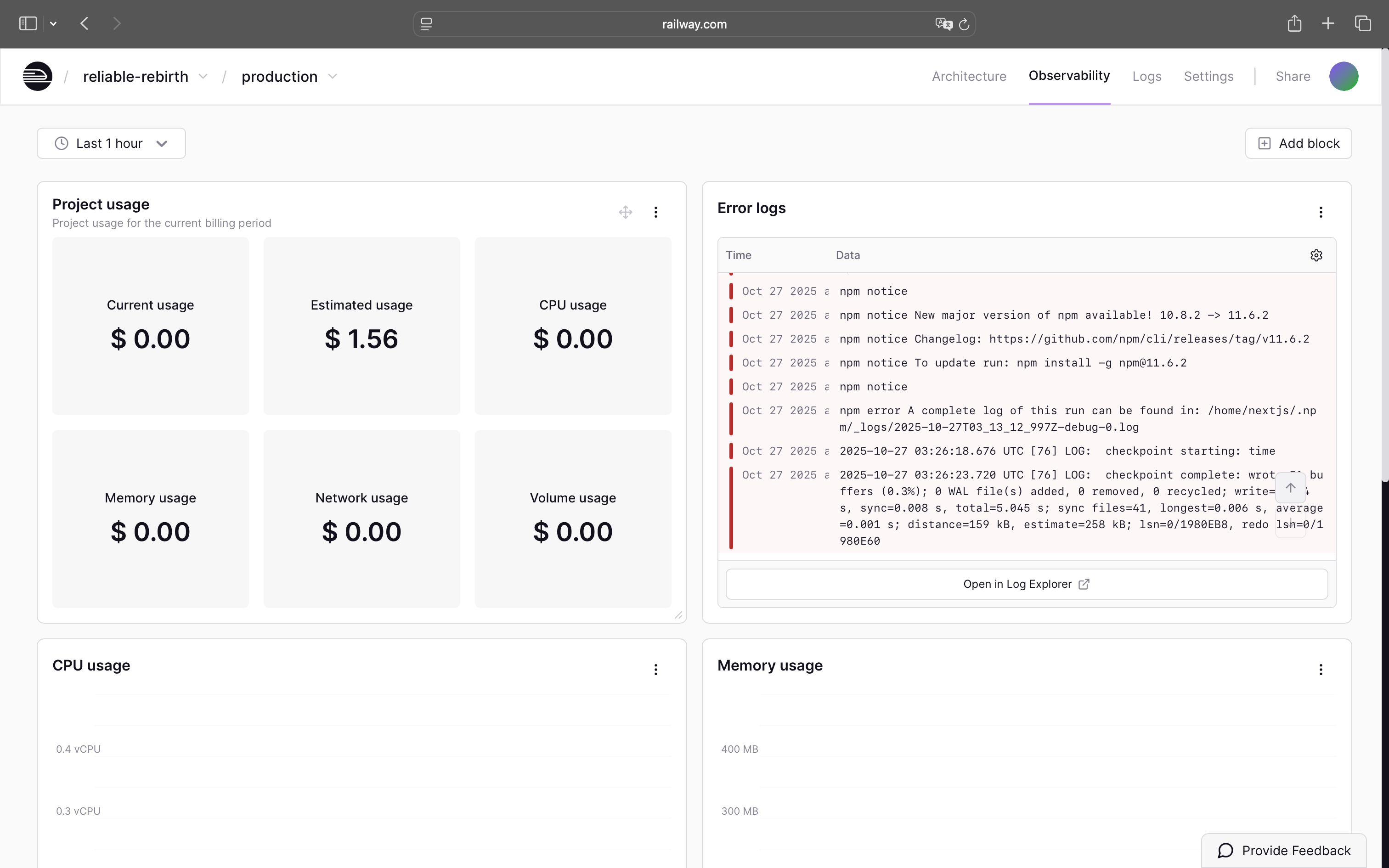 Railway monitoring dashboard