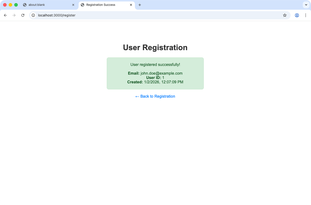 Registration success