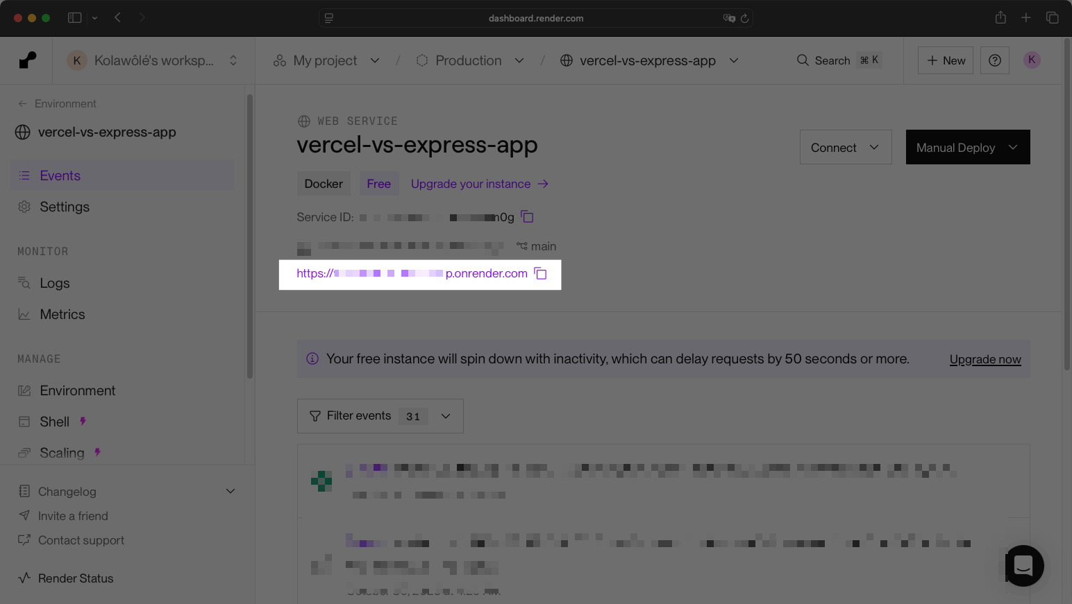 Render application link