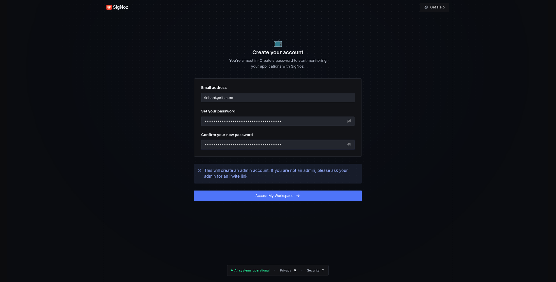 SigNoz local register