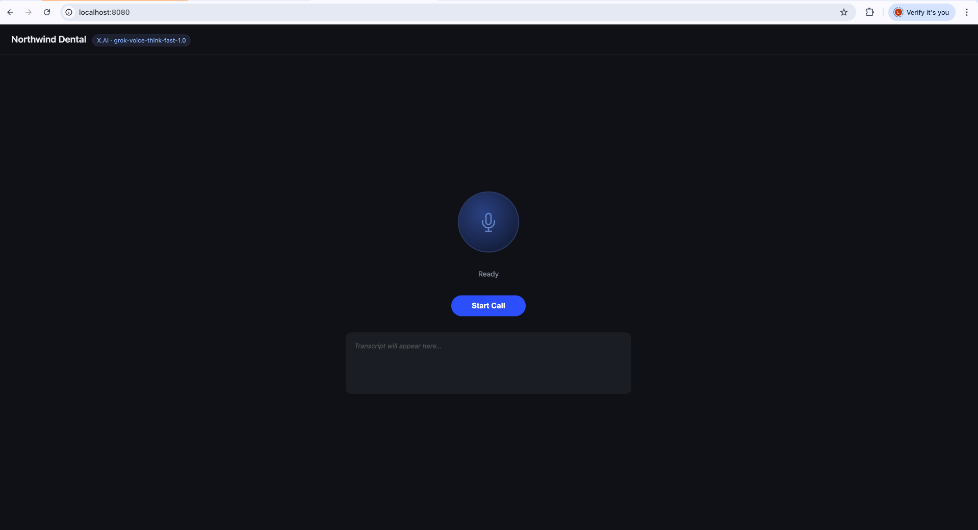 The standalone browser voice agent generated by Claude from the xAI docs