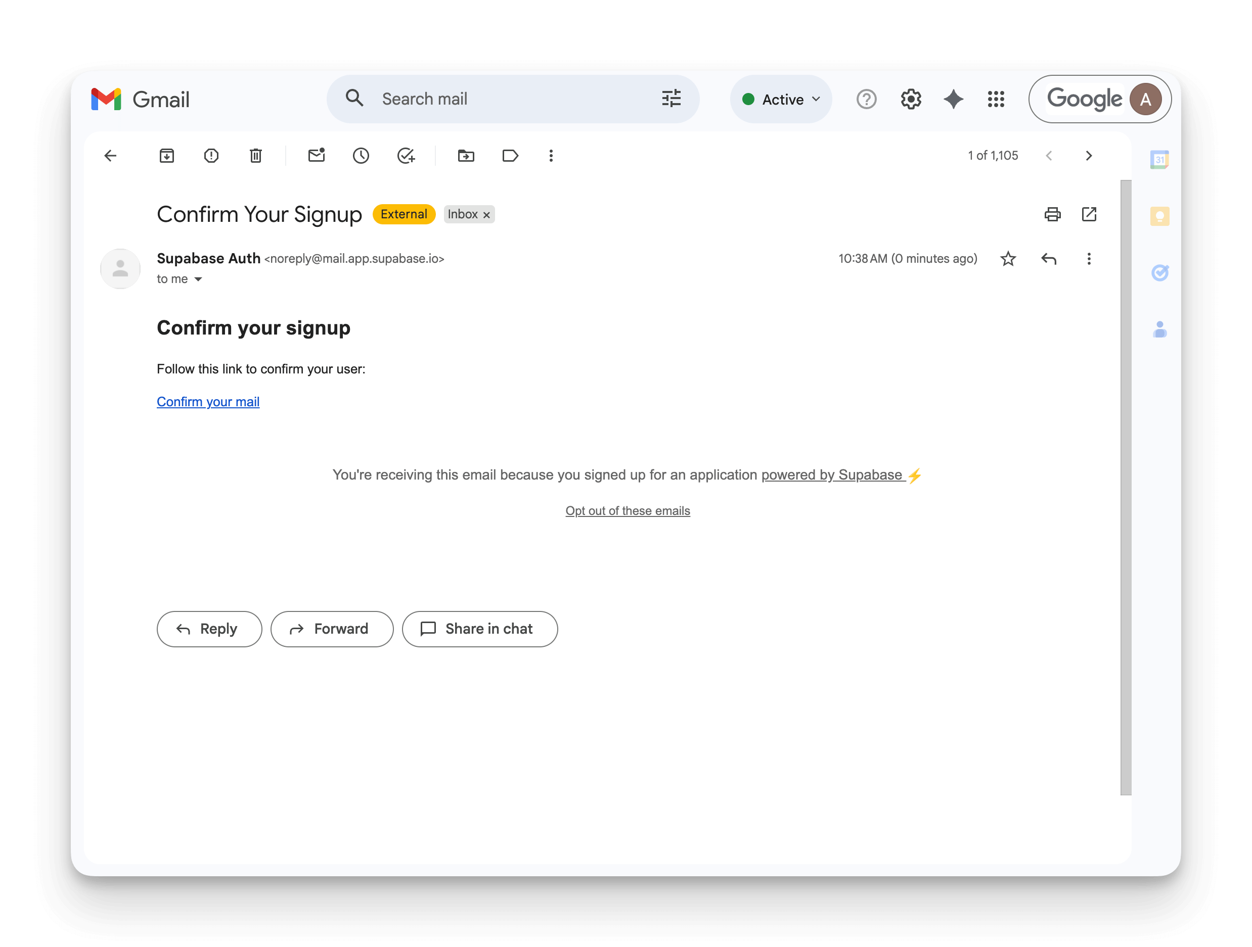 Supabase email confirmation in Gmail