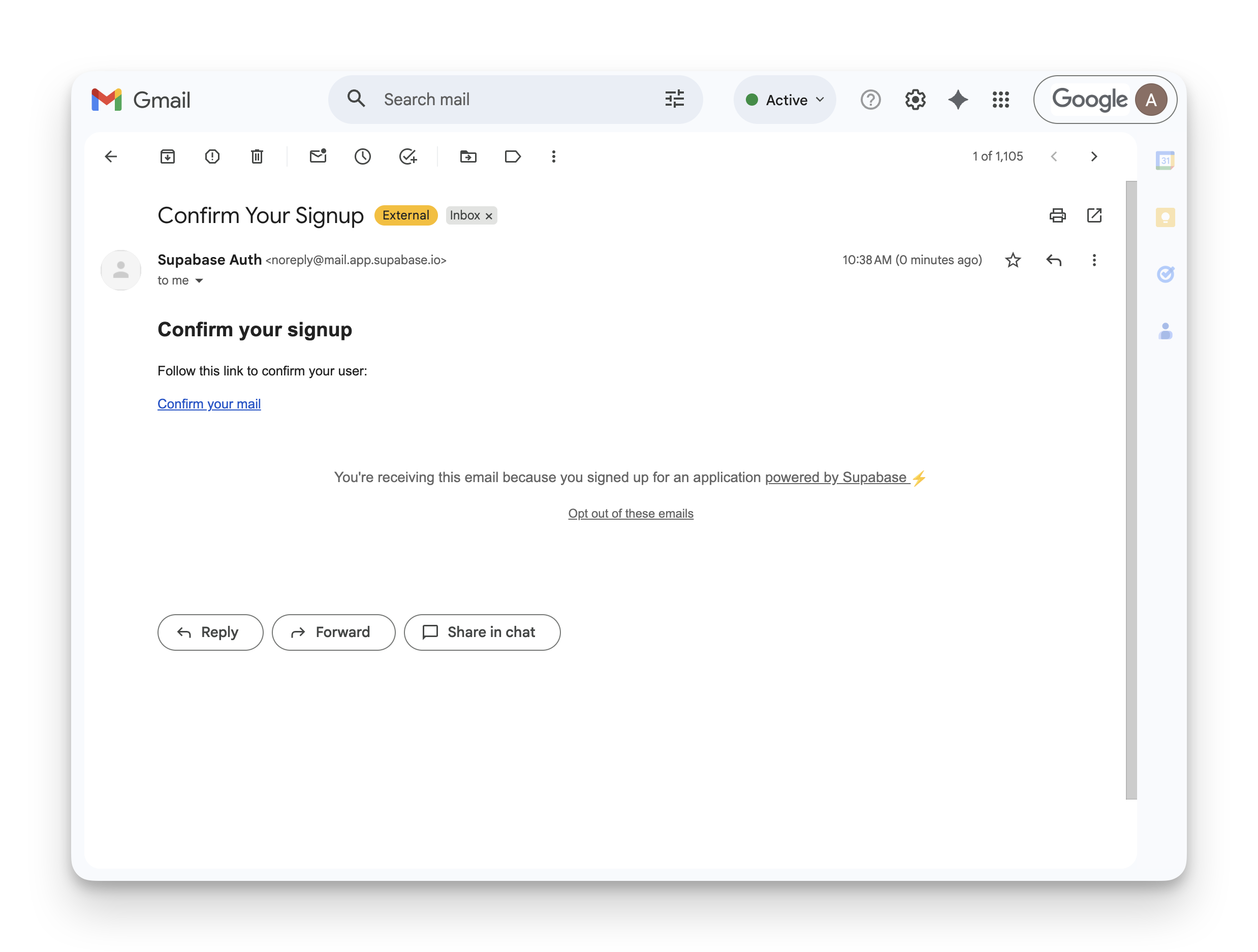 Supabase email confirmation in Gmail