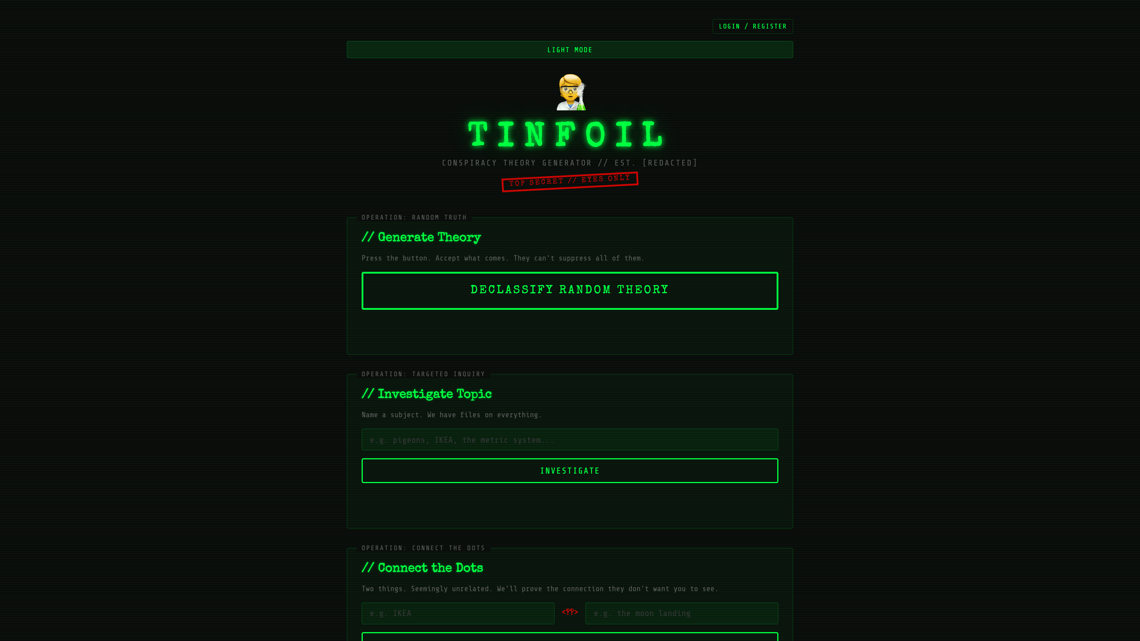 The finished Tinfoil app