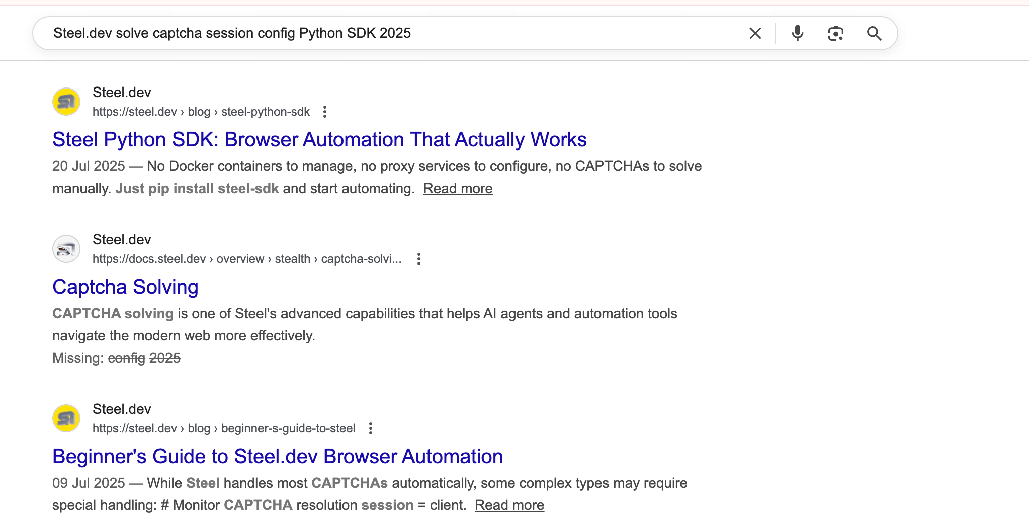 Steel captcha docs search