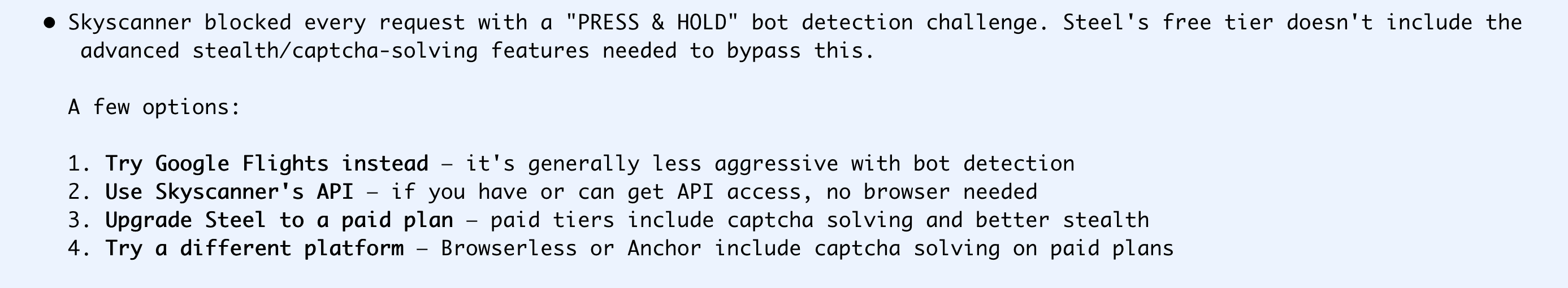 Agent upselling Steel paid plans
