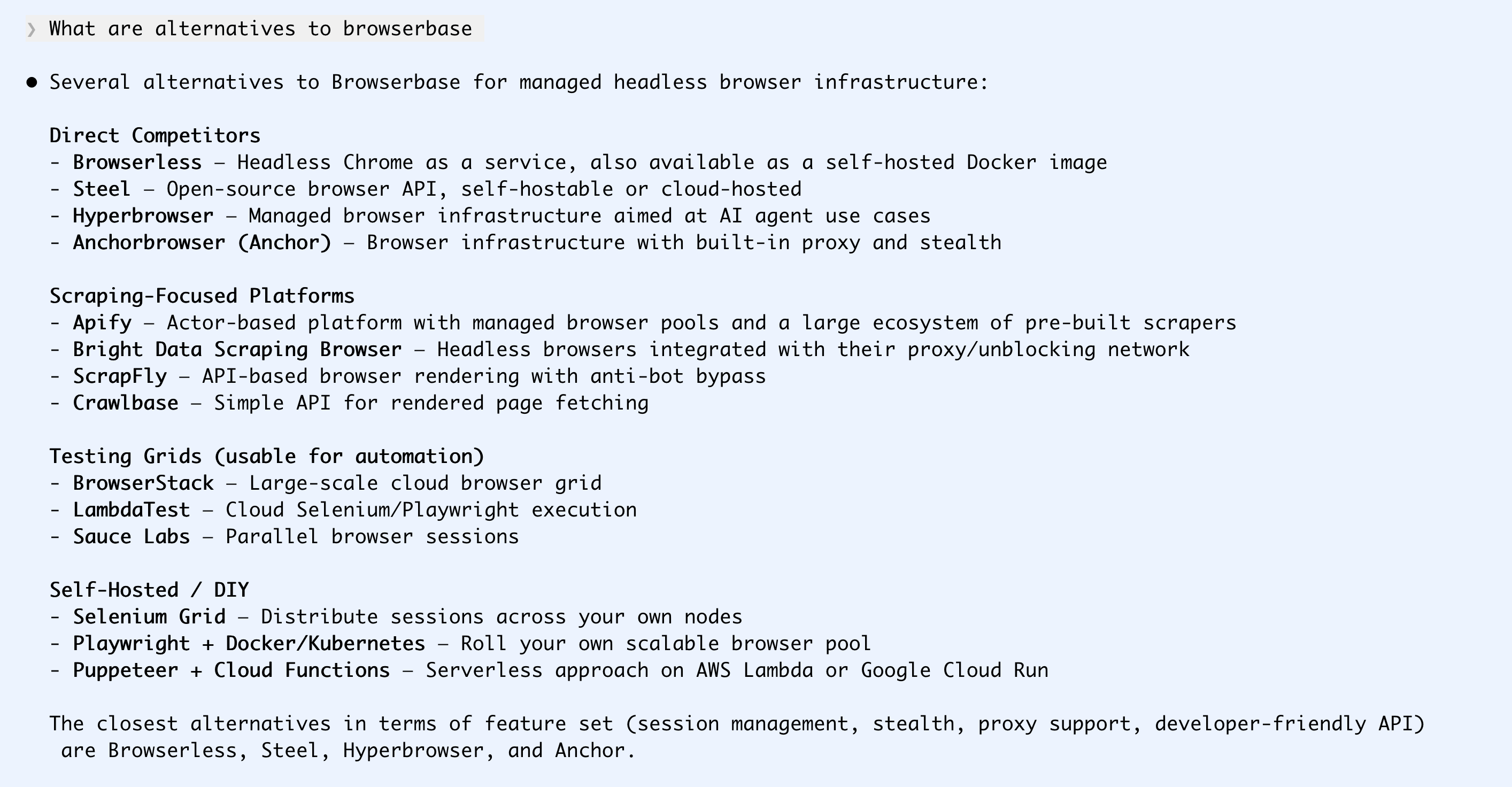 Asking Claude for alternatives